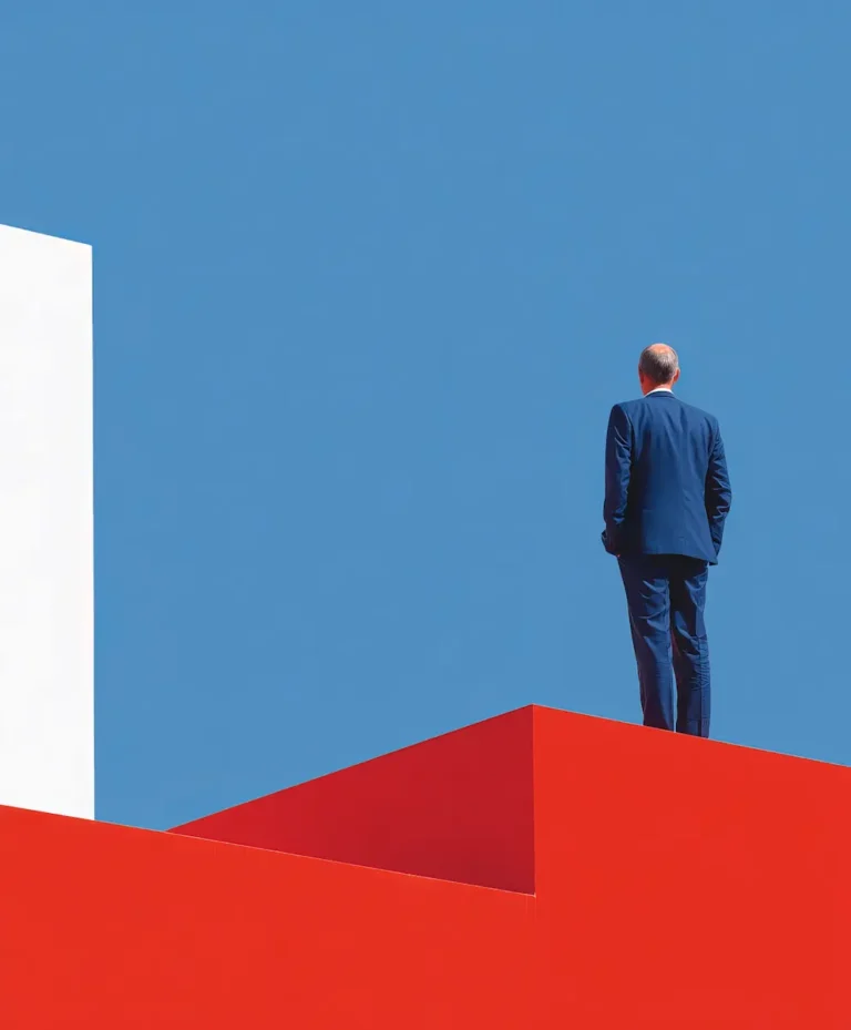 Man on Red Structure