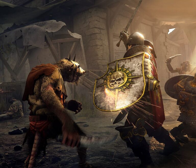 Screenshot showing battle during Vermintide 2