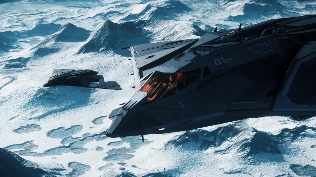 Eclipse stealth bomber flying above Yela