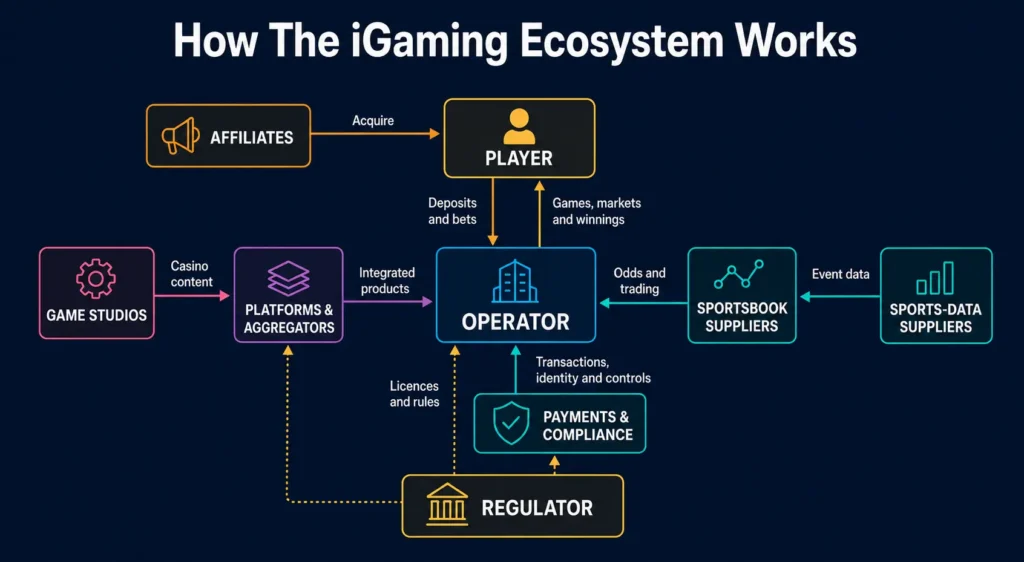 Infographic showing how the igaming industry works